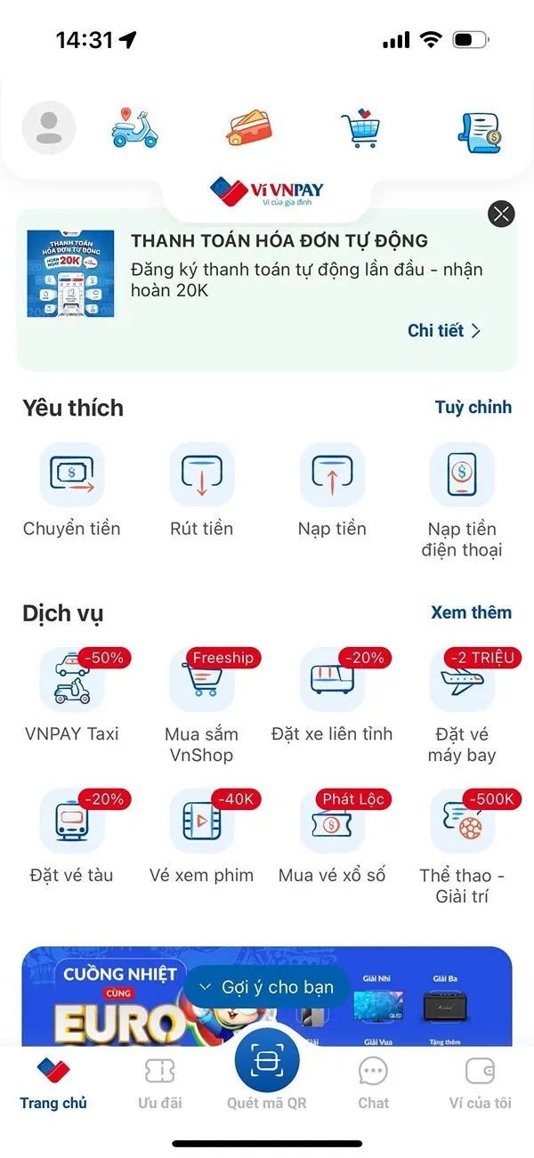 Mở ứng dụng và chọn mục Vé xem phim