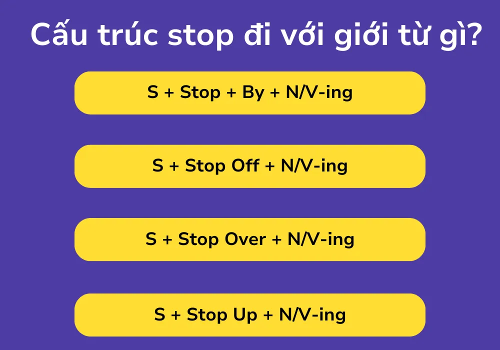 Các giới từ thường đi với Stop
