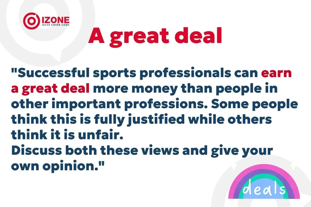 Ví dụ về cách sử dụng cụm từ A great deal of trong đề bài IELTS