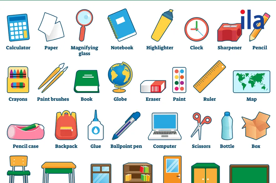 Một số từ vựng tiếng Anh về dụng cụ học tập mở rộng khác