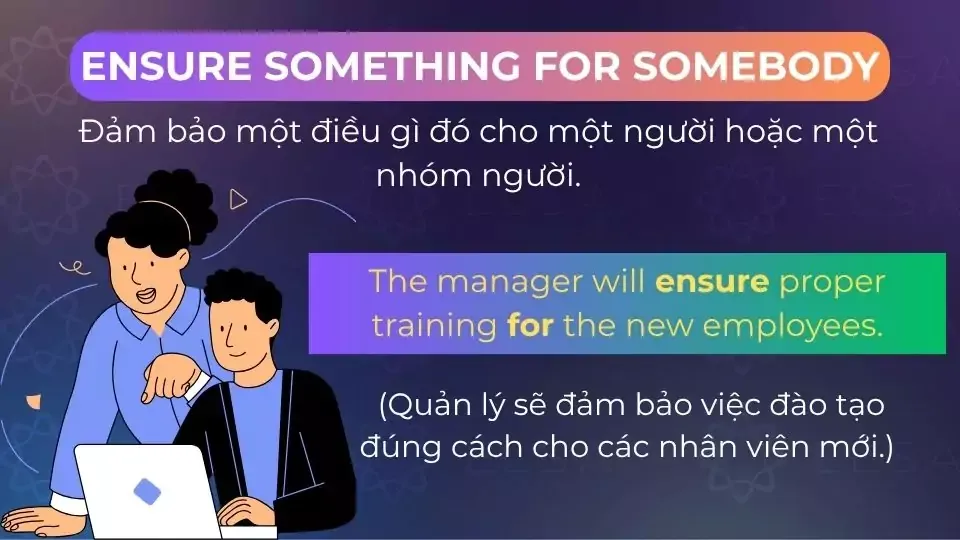 Cấu trúc Ensure đi với giới từ For