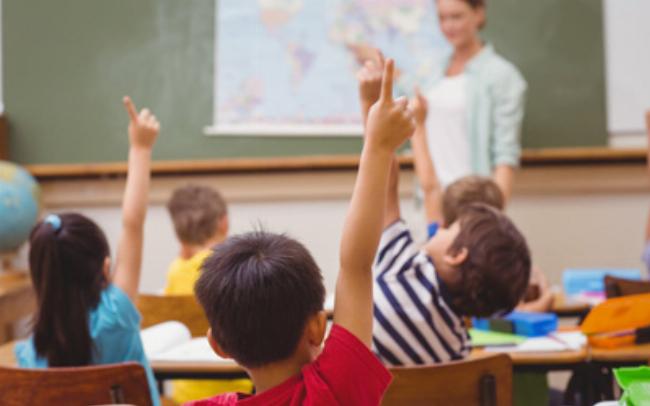 Một nhóm người đang thảo luận sôi nổi, một người đang đưa ra một mẹo nhỏ khi sử dụng lượng từ, không khí vui vẻ và học hỏi