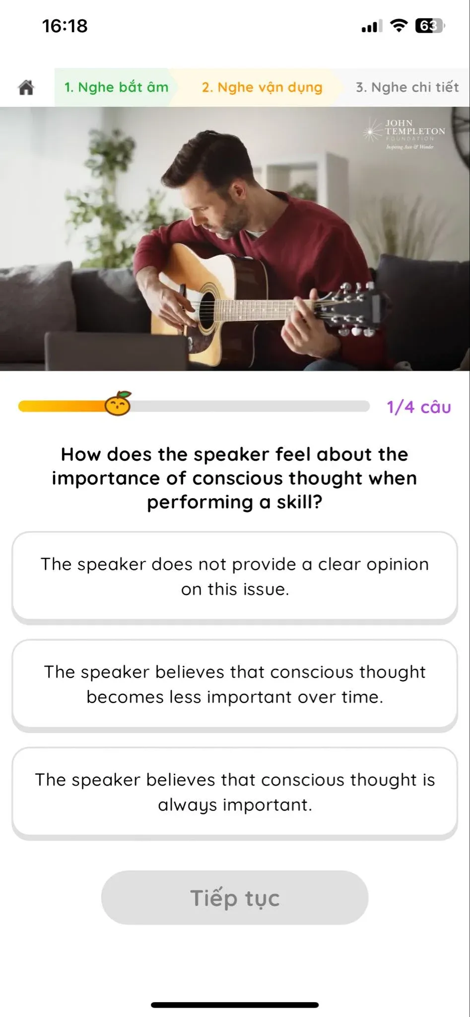 Bước 2 trong quy trình luyện nghe: Nghe vận dụng trả lời câu hỏi