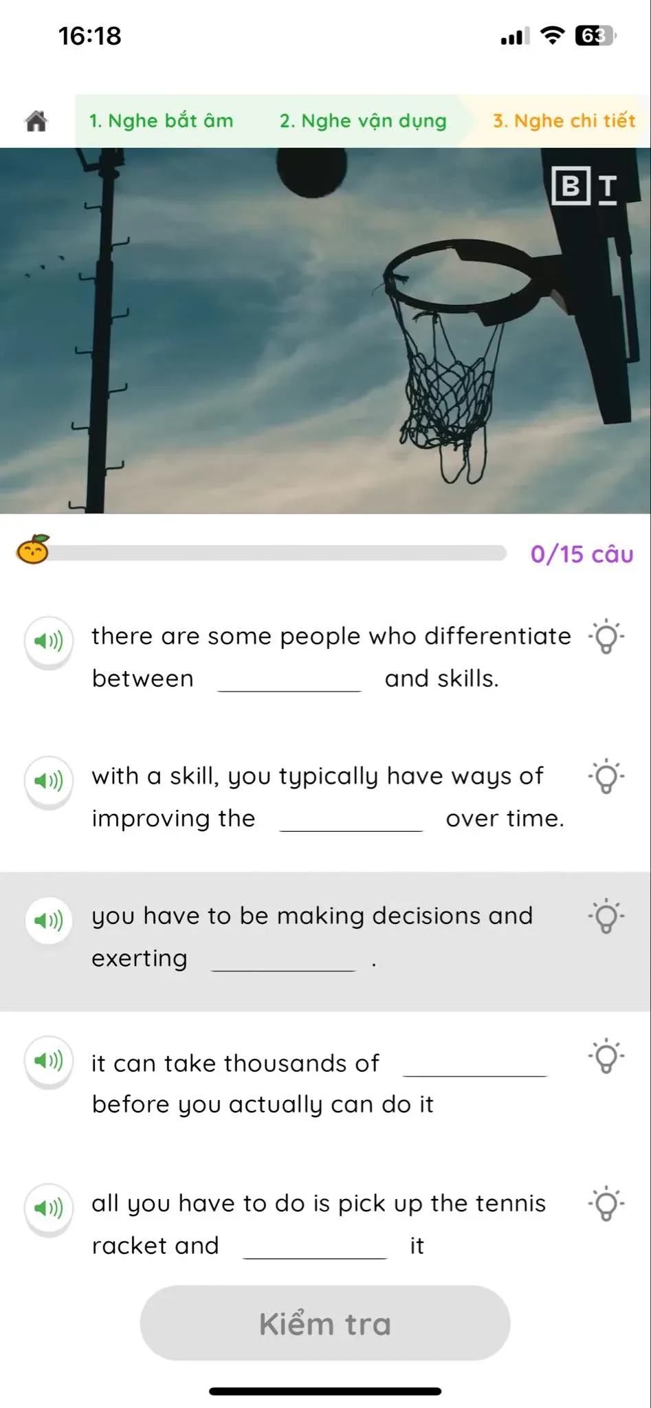 Bước 3 trong quy trình luyện nghe: Nghe chi tiết và điền từ