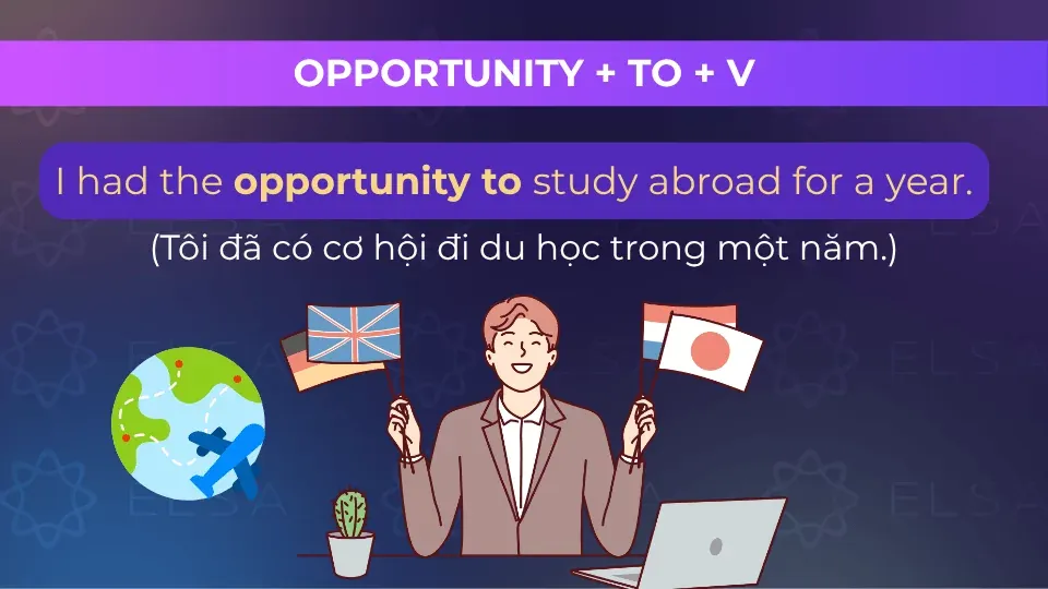 Câu ví dụ Opportunity + to