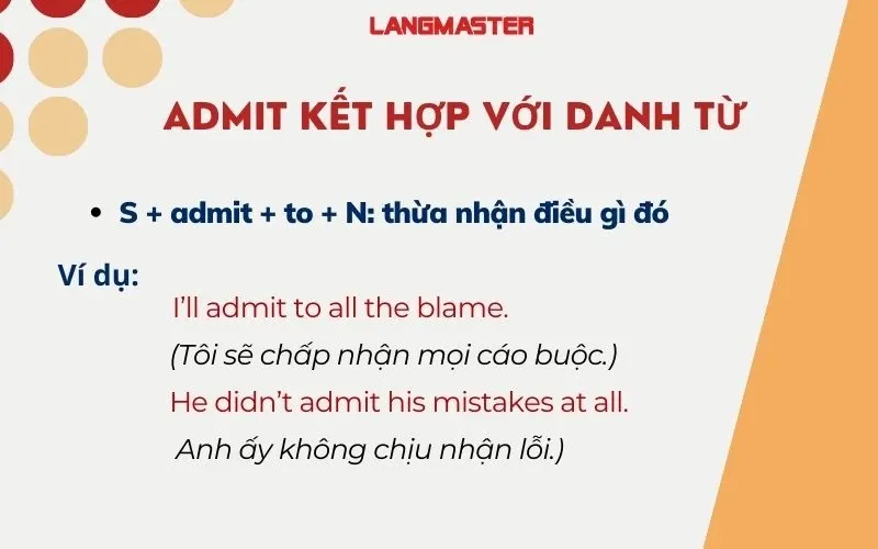 Cấu trúc Admit + danh từ
