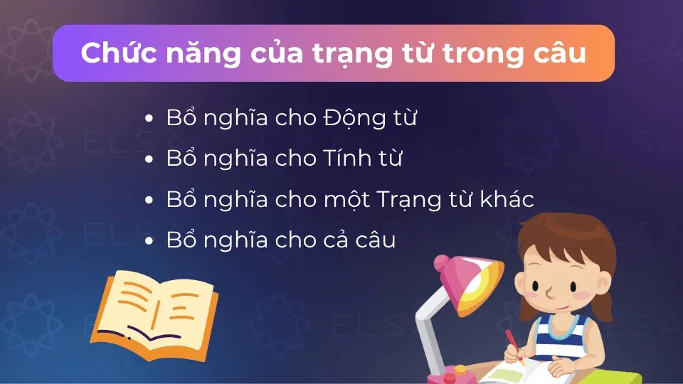 4 chức năng chính của trạng từ