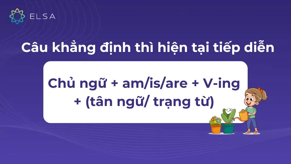 Cấu trúc câu khẳng định thì hiện tại tiếp diễn