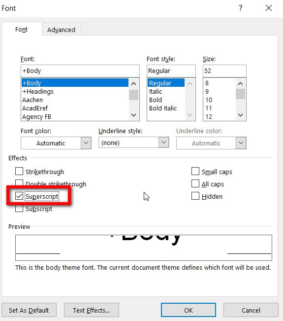 Cách viết số mũ trong Word (6)
