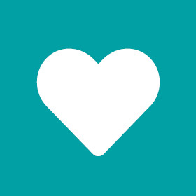 Biá»ƒu tÆ°á»£ng trÃ¡i tim mÃ u tráº¯ng Ä‘áº·c náº±m á»Ÿ trung tÃ¢m trÃªn ná»n mÃ u xanh ngá»c.