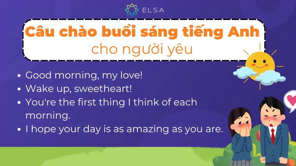 Một số câu chào buổi sáng tiếng Anh hay cho người yêu