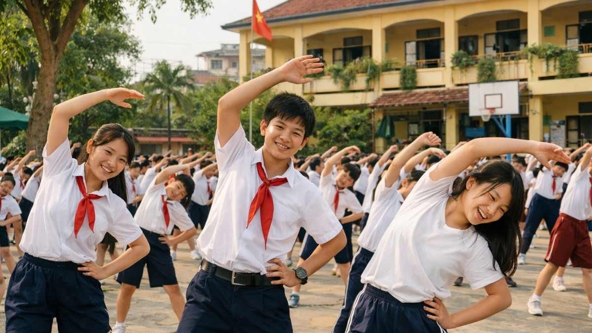 Học sinh tụ tập trò chuyện trong giờ giải lao