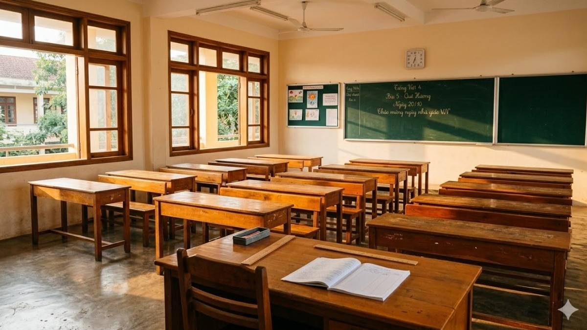 Một lớp học nhìn từ phía cuối lớp