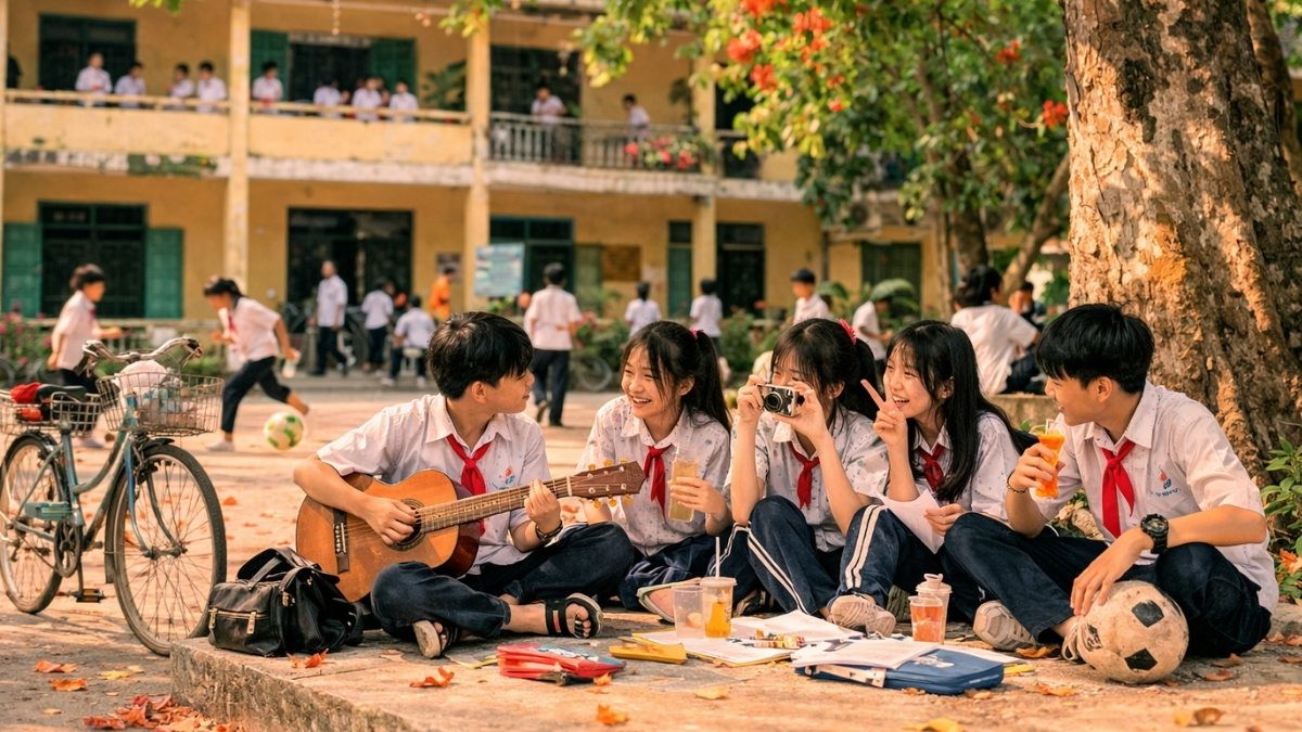 Các em học sinh chơi trò rồng rắn lên mây