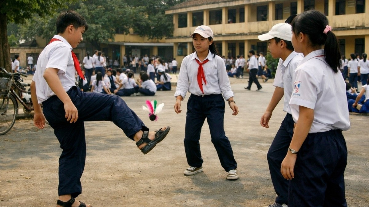 Nhóm bạn học sinh cùng nhau chơi đùa