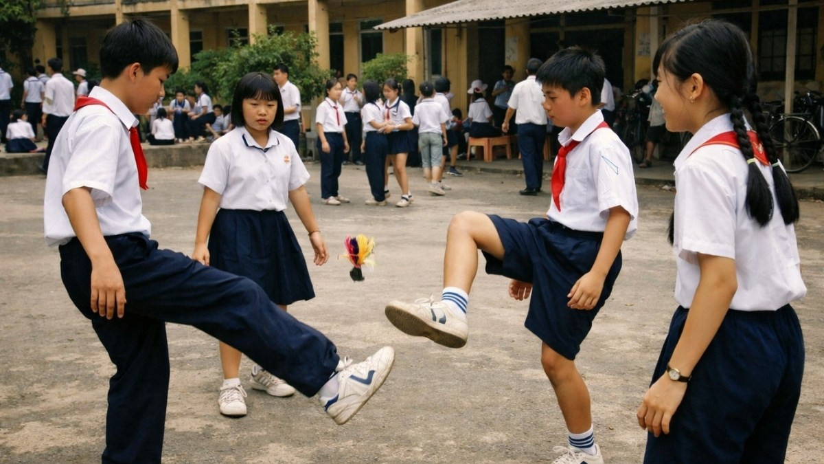 Một khoảnh khắc vui đùa đáng yêu của các em nhỏ