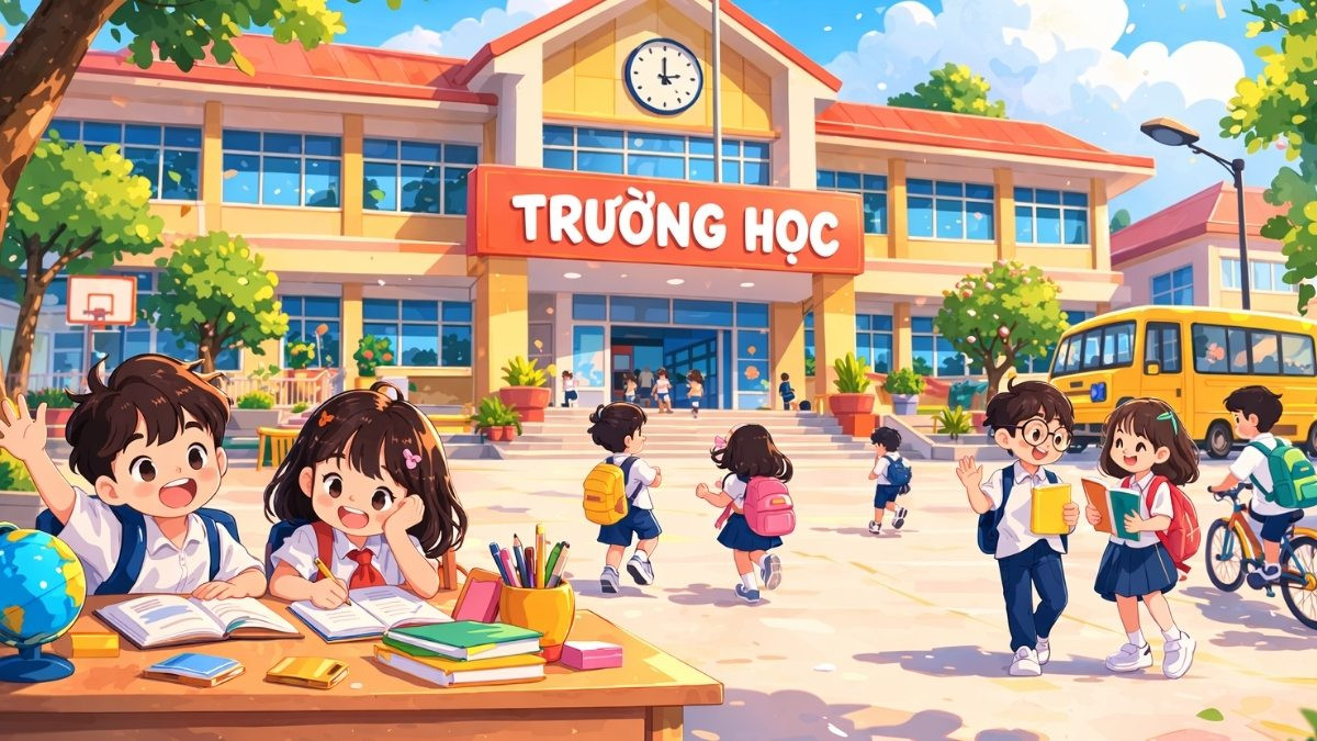 Trường học theo phong cách hoạt hình dễ thương
