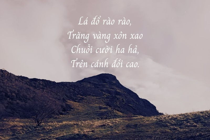Minh họa một bài thơ 4 chữ với cấu trúc và vần điệu