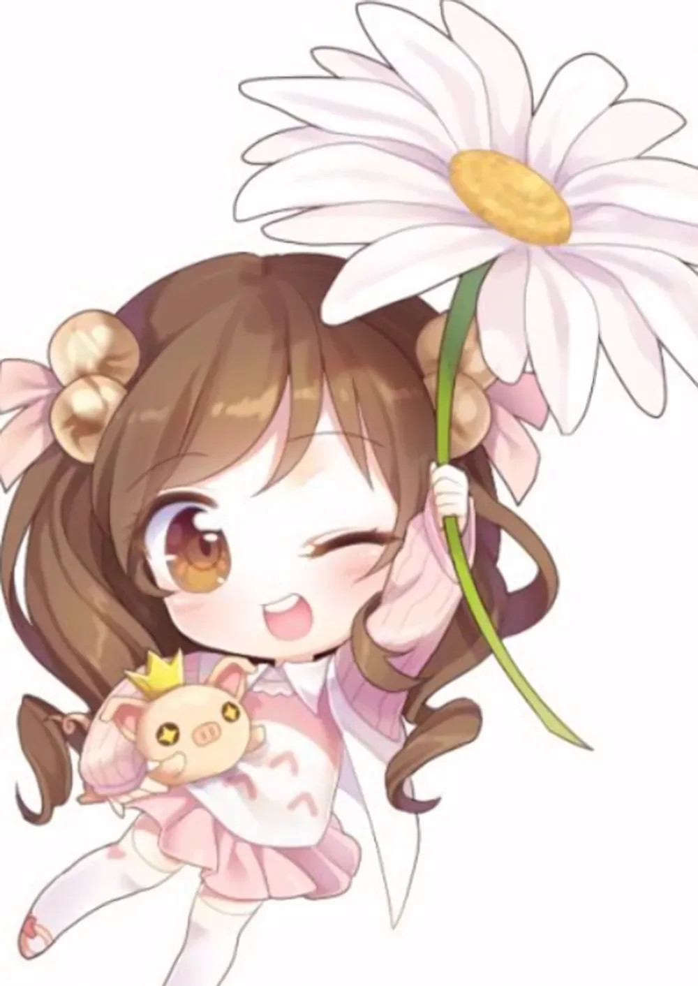 Minh họa nhân vật chibi nữ với đôi mắt to tròn