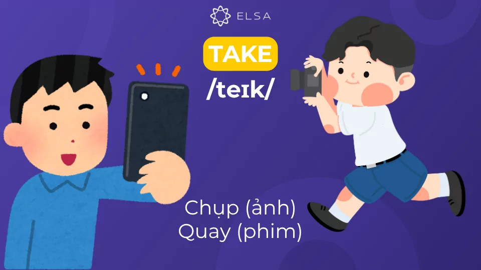 Take diễn tả hành động chụp (ảnh), quay (phim)