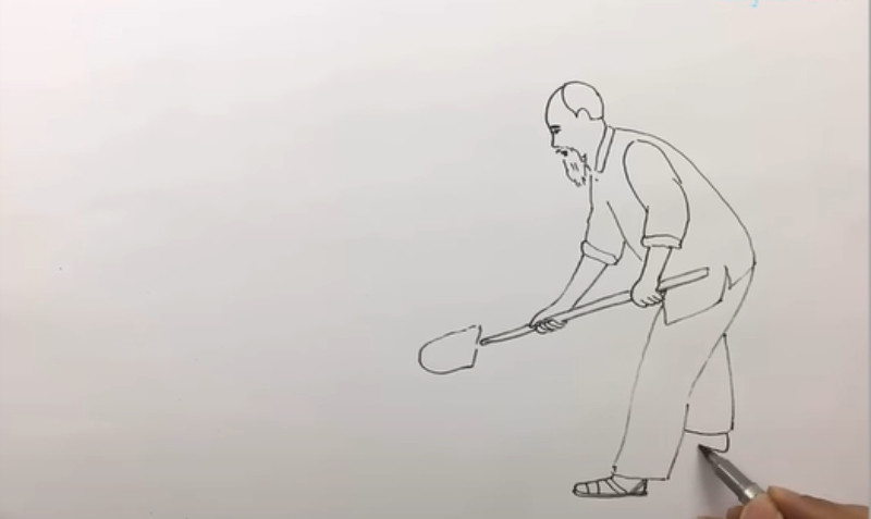 Bước 1: Phác họa hình dáng Bác Hồ