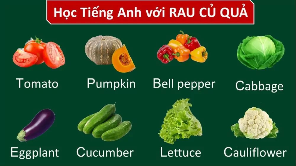 Tên các loại trái cây, rau củ quả bằng tiếng Anh