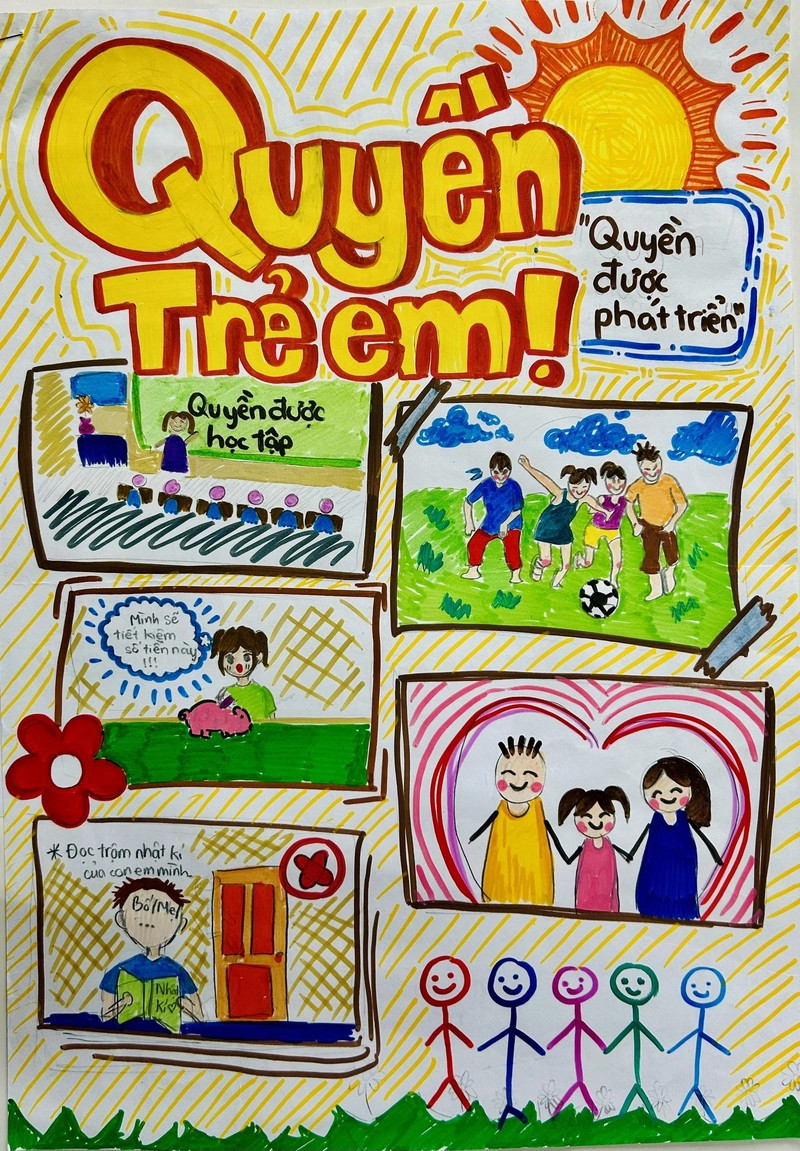 Tranh vẽ thể hiện quyền được vui chơi và khám phá thế giới