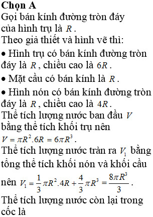 Tỷ Số Thể Tích Nước Còn Lại Trong Cốc Sau Khi Thả Bi và Nón