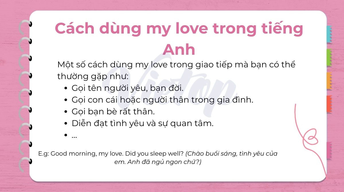 Cách dùng my love trong tiếng Anh